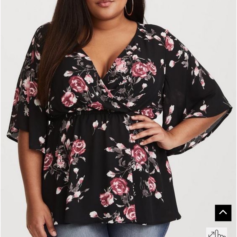 Torrid Lily Babydoll Georgette Surplice Blouse